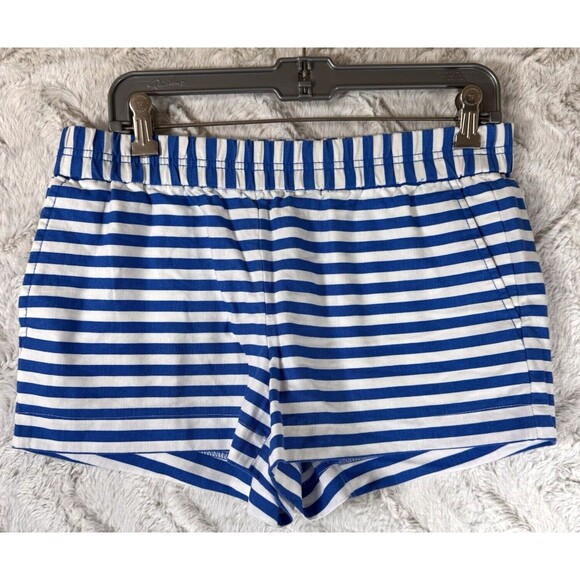 J.CREW Pants - J. Crew Womens Shorts 6 Blue White Stripes Pull On Mini Linen Cotton Blend Beach